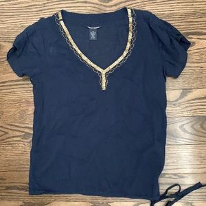 Lucky brand blouse with gold beading detail